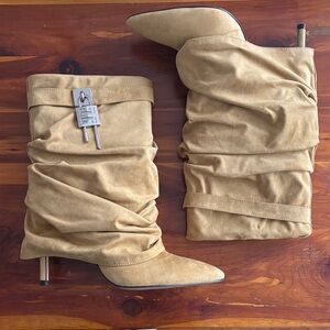 Tan Slouchy Heeled Boots